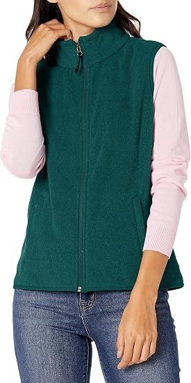 Green Fleece Zip-Up Vest image 1